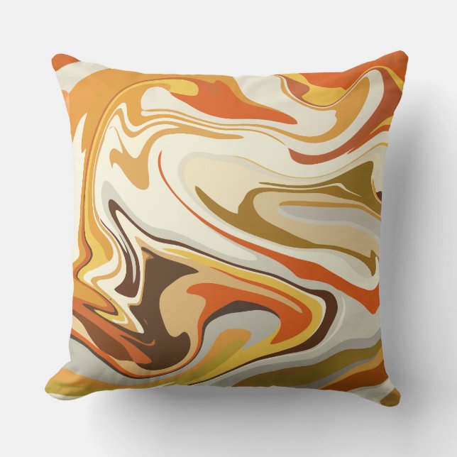 Abstract Swirling Orange and Beige Design Kissen (Vorderseite)