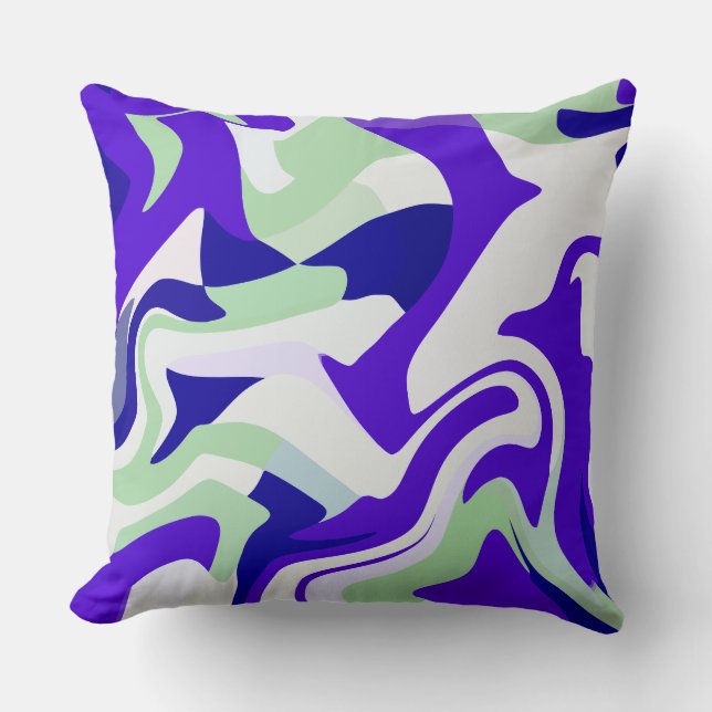 Abstract Swirling Pattern in Cool Tones Kissen (Vorderseite)