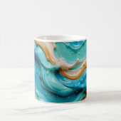 Abstract Swirling Teal and Orange Glossy Fluid Kaffeetasse (Mittel)