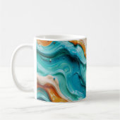 Abstract Swirling Teal and Orange Glossy Fluid Kaffeetasse (Links)