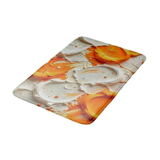 Abstract Swirling Teal and Orange Glossy Fluid Spl Badematte (Schrägansicht)
