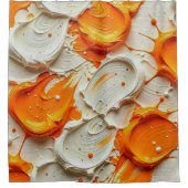 Abstract Swirling Teal and Orange Glossy Fluid Spl Duschvorhang (Vorderseite)