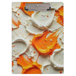 Abstract Swirling Teal and Orange Glossy Fluid Spl Klemmbrett