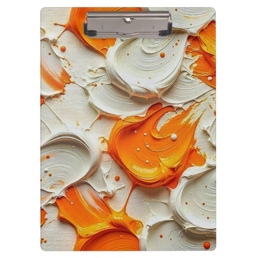 Abstract Swirling Teal and Orange Glossy Fluid Spl Klemmbrett (Vorderseite)