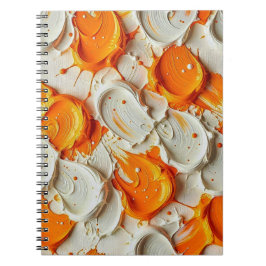 Abstract Swirling Teal and Orange Glossy Fluid Spl Notizblock
