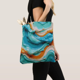 Abstract Swirling Teal and Orange Glossy Fluid Tasche
