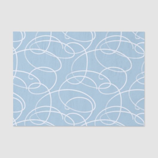 Abstract Swirling Vine | Elegant Line Art Blue Seidenpapier (Vorderseite)