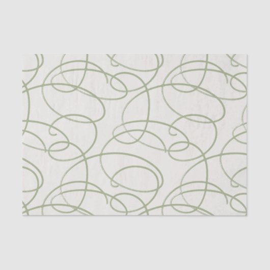 Abstract Swirling Vine | Elegant Line Art Cream Seidenpapier (Vorderseite)
