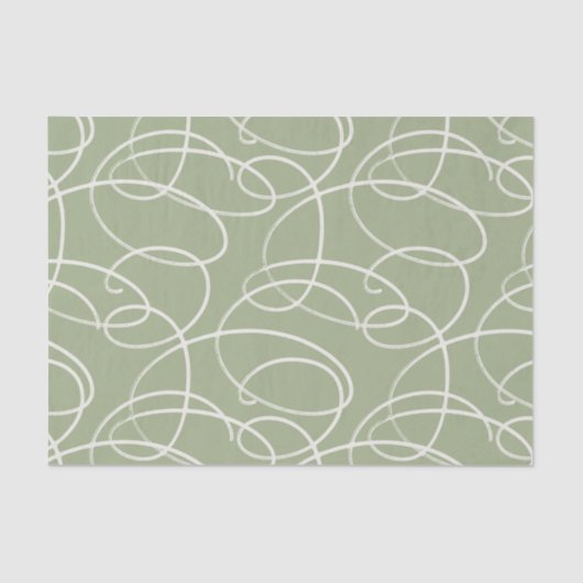 Abstract Swirling Vine | Elegant Line Art Green Seidenpapier (Vorderseite)