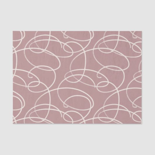 Abstract Swirling Vine | Elegant Line Art Pink Seidenpapier (Vorderseite)