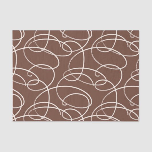 Abstract Swirling Vine | Elegant Line Art Rust Seidenpapier (Vorderseite)