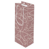 Abstract Swirling Vine | Modern Line Art Pink Geschenktüte Für Weinflaschen (Vorderseite Schrägansicht)
