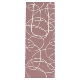 Abstract Swirling Vine | Modern Line Art Pink Geschenktüte Für Weinflaschen
