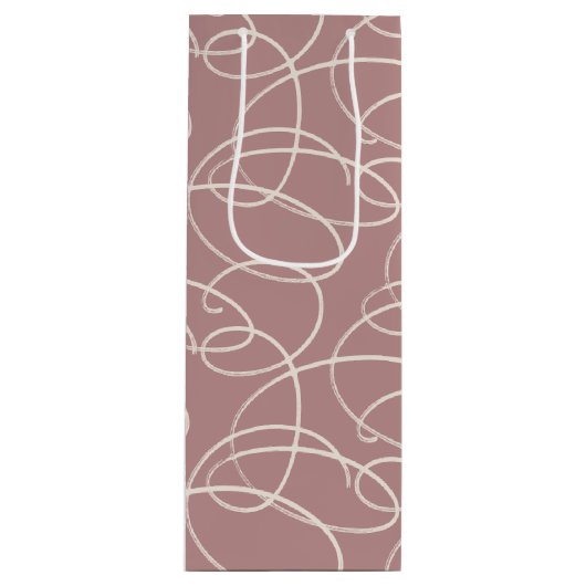 Abstract Swirling Vine | Modern Line Art Pink Geschenktüte Für Weinflaschen (Vorderseite)