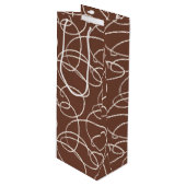 Abstract Swirling Vine | Modern Line Art Rust Geschenktüte Für Weinflaschen (Vorderseite Schrägansicht)