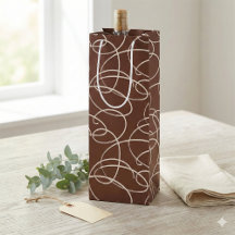 Abstract Swirling Vine | Modern Line Art Rust