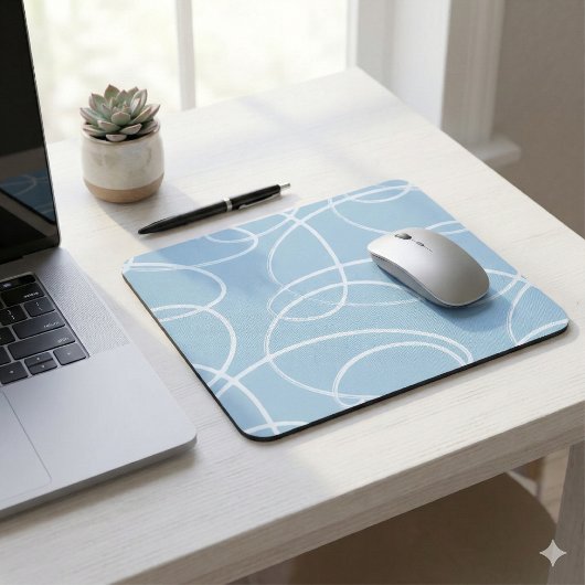 Abstract Swirling Vine | Modern Texture Desk Blue Mousepad