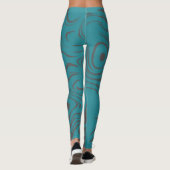 Abstract Swirly Pattern Teal and Grey Leggings (Rückseite)