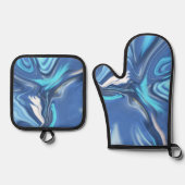 Abstract Symphony in Blue 2 Ofenhandschuh & Topflappen-Set (Vorderseite)