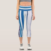 Abstract Symphony in Blue 5 (Vertical Lines) Capri Leggings (Vorderseite)