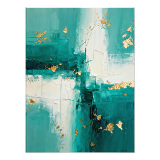 Abstract Teal and Gold Painting Fotodruck