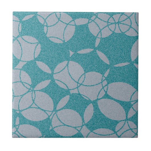 Abstract Teal Circles Pattern Fliese (Vorderseite)