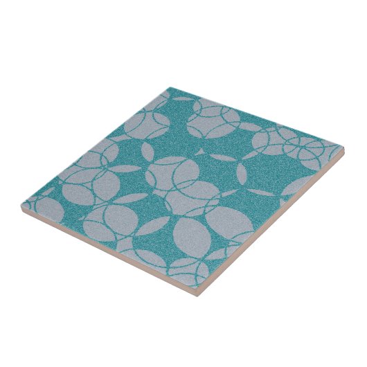 Abstract Teal Circles Pattern Fliese (Seite)