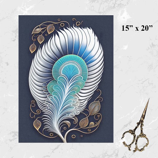 Abstract Teal Feather Illustration Seidenpapier