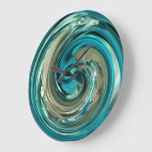 Abstract Teal N Gold Dolphin Swirl Clock Große Wanduhr (Winkel)