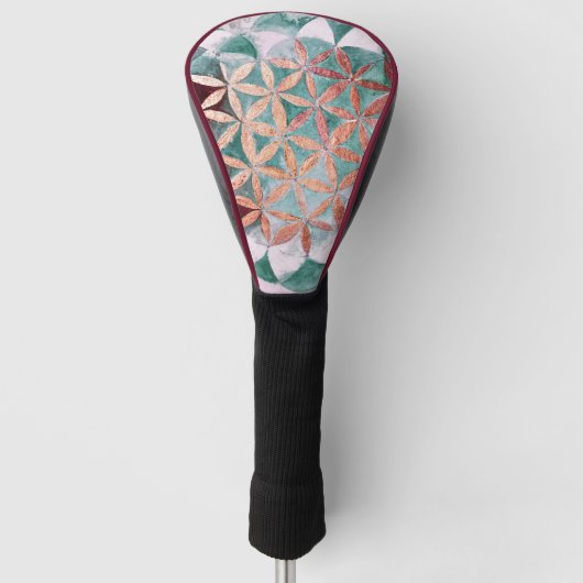 Abstract Teal Rose Gold Watercolor Rosette Pattern Golf Headcover (Vorderseite)