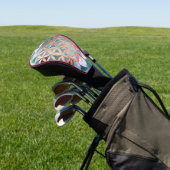 Abstract Teal Rose Gold Watercolor Rosette Pattern Golf Headcover (In SItu)