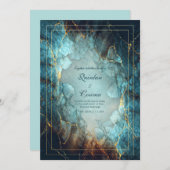 Abstract Teal Turquoise Gilded Geode Wedding Einladung (Vorne/Hinten)