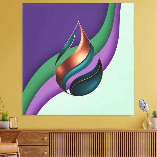 Abstract Teardrop Wave Purple Green Copper Leinwanddruck (Insitu (Wohnzimmer))