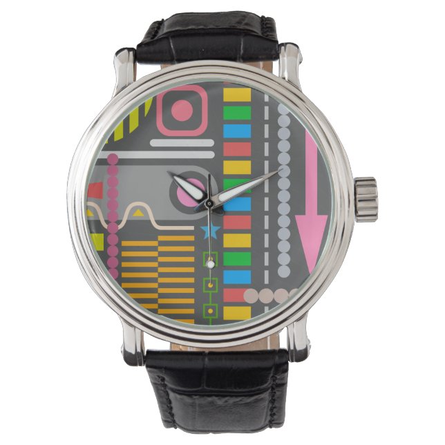 Abstract Technology Control Panel Pattern Armbanduhr (Vorderseite)