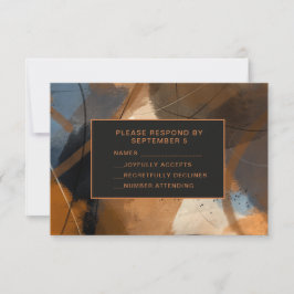 Abstract Terracotta RSVP Card Wedding Unique