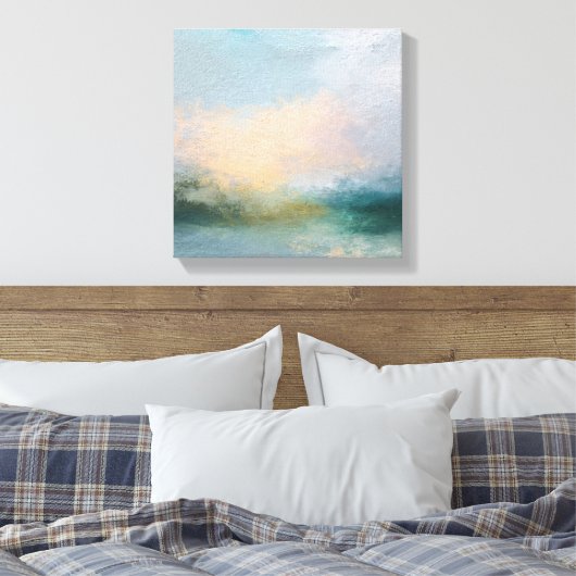 Abstract Textured Canvas Art | Ethereal Teal,Peach Leinwanddruck (Insitu (Schlafzimmer))