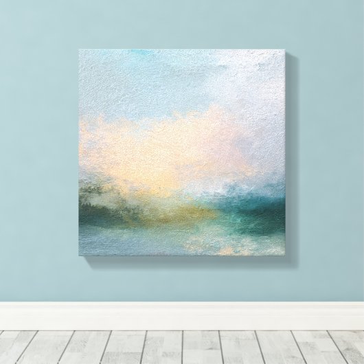 Abstract Textured Canvas Art | Ethereal Teal,Peach Leinwanddruck (Insitu (Holzboden))