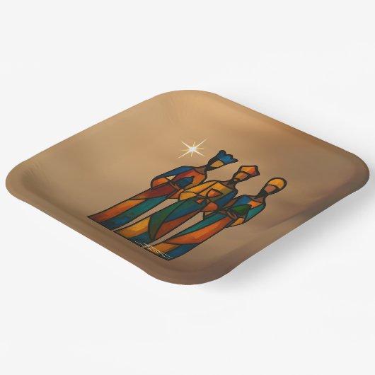 Abstract Three Wise Men Pappteller (Gewinkelt)