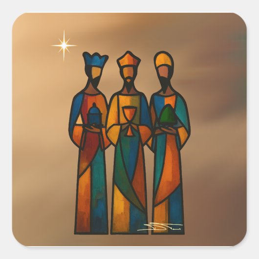 Abstract Three Wise Men Quadratischer Aufkleber (Vorderseite)