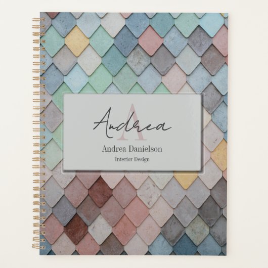 Abstract Tiles Monogrammed Office Planer (Vorderseite)