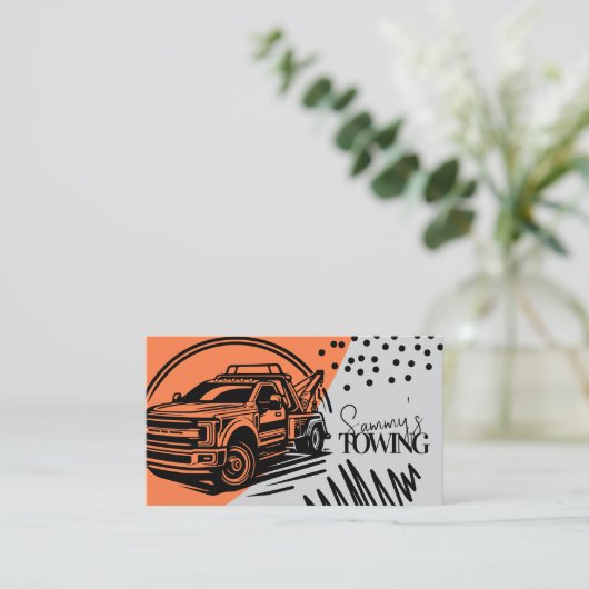 Abstract Towing Services Logo QR Code Visitenkarte (Stehend Vorderseite)