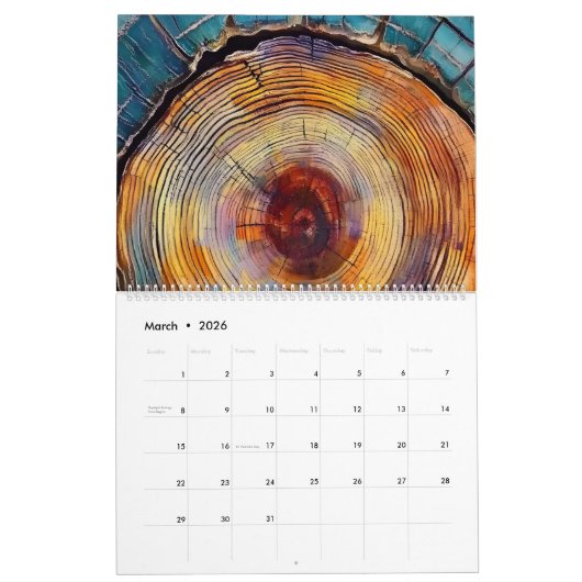Abstract Tree Ring 2026 Calendar Kalender (Mär 2026)