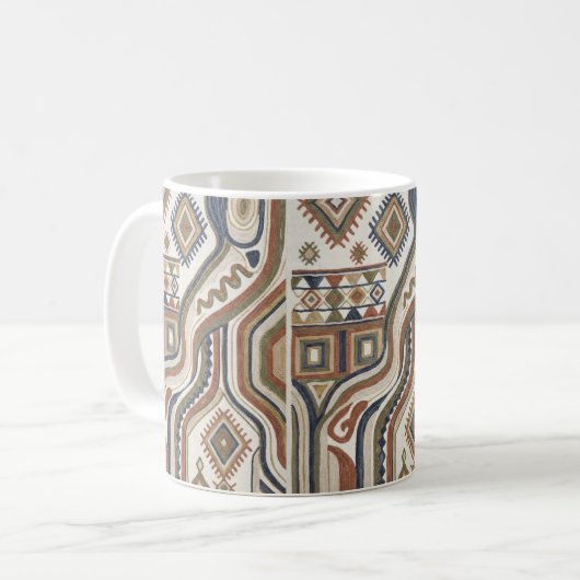 Abstract Tribal Geometric Embroidery Pattern Kaffeetasse (Vorderseite Links)