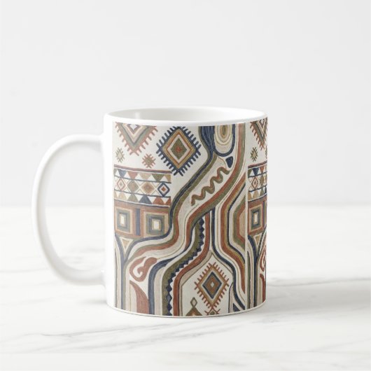 Abstract Tribal Geometric Embroidery Pattern Kaffeetasse (Links)