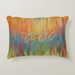Abstract "Trust" Multicolored Accent Pillow Dekokissen