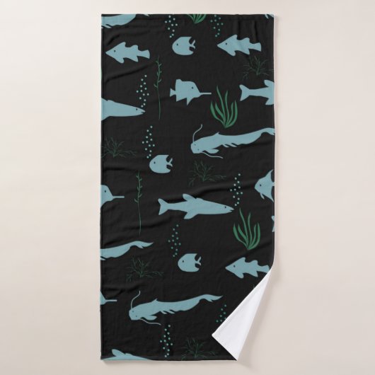 Abstract underwater pattern with fishes and seawee badehandtuch (Badehandtuch)