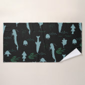 Abstract underwater pattern with fishes and seawee badehandtuch (Badehandtuch)