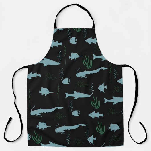 Abstract underwater pattern with fishes and seawee schürze (Vorderseite)