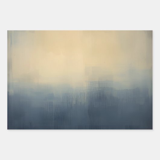 Abstract Urban Mist Gift Wrap – Moody Blue & Beige Geschenkpapier Set (Vorderseite 2)