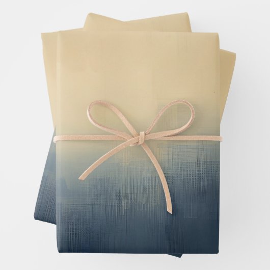 Abstract Urban Mist Gift Wrap – Moody Blue & Beige Geschenkpapier Set (Beispiel)